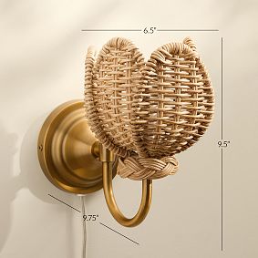 Tulip Rattan Plug-In Sconce (9.5")