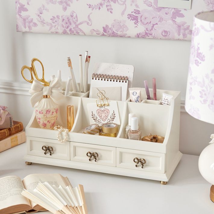 LoveShackFancy Regency Beauty Organizer, French White/Ivory