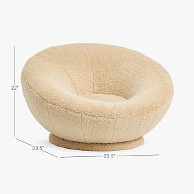Groovy Swivel Lounge Chair Faux Shearling Natural