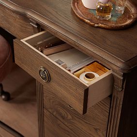 Chris Loves Julia Aged Oak Smart Vanity Desk (57.5"w x 22.5"d)