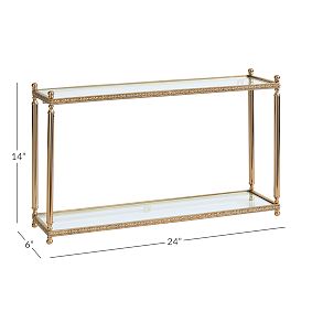 Leighton Metal and Glass 2 Tier Brass Shelf (14"x 24")