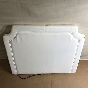 Open Box: Smart Auburn Piped No Nails Dorm Headboard, Twin - Everyday Velvet White w/ White Piping