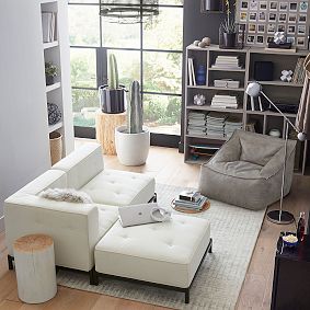 Large Textured Faux-Suede Storm Modern Bean Bag Lounger