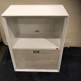 Open Box: Callum Shelf with 1-Drawer Storage Cabinet (25") - Weathered White/Simply White