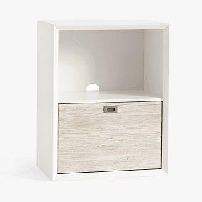 Open Box: Callum Shelf with 1-Drawer Storage Cabinet (25") - Weathered White/Simply White