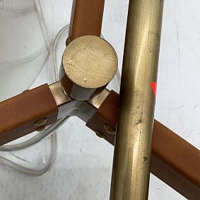 Open Box: Classic Leather Semi Flushmount - Antique Brass, White