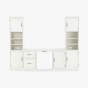 Hampton Smart Storage Desk &amp; Bookcase with Cabinet Set (93"w x 20.5"d)