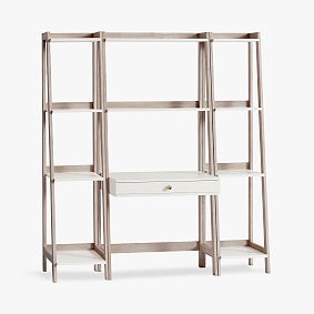 Highland Wall Desk &amp; Narrow Bookshelf Set (64"w x 20"d)