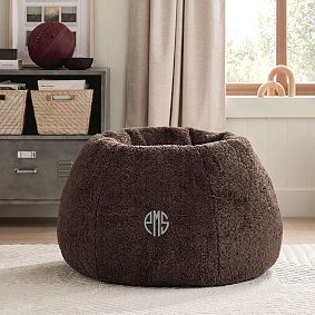 Large Faux Shearling Chocolate Faux Fur Bean Bag Chair