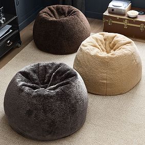 Large Faux Shearling Chocolate Faux Fur Bean Bag Chair