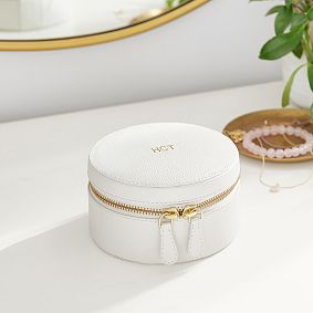 Elliot Leather Round Travel Jewelry Case