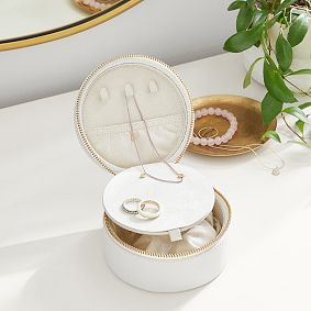 Elliot Leather Round Travel Jewelry Case