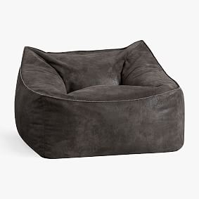 Large Textured Faux Suede Charcoal Modern Bean Bag Lounger