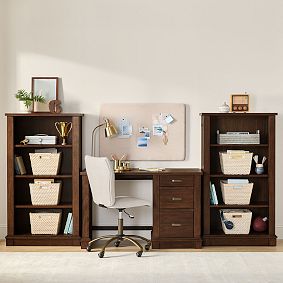 Turner Single Pedestal Storage Desk &amp; Bookcase Set (107.5"w x 20"d)