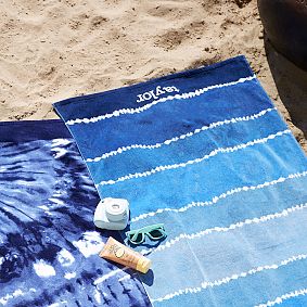 Tie-Dye Stripe Beach Towel UPF 50+, Navy