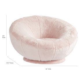Iced Faux-Fur Blush Groovy Swivel Chair