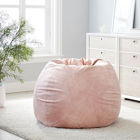 Large Textured Faux Suede Blush Bean Bag Chair