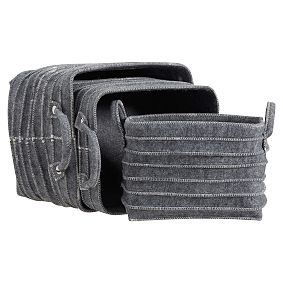 Felt Bins, Set Of 3, Charcoal