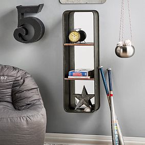 Black Metal Mirrored Shelf