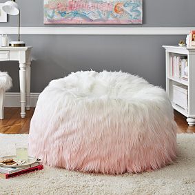 Large Peach Ombre Fur-rific Faux-Fur Bean Bag Chair