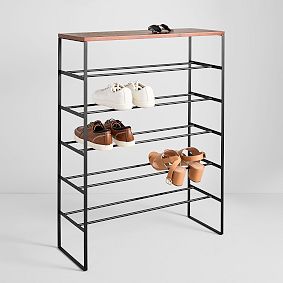 Wood Top 5-Tier Shoe Rack