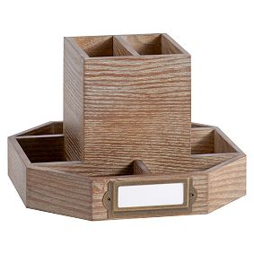 Classic Wooden Desk Accessories, Rotating Caddy