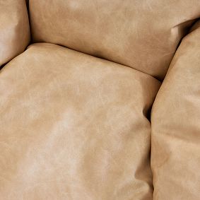 Large Faux Leather Cream Modern Bean Bag Lounger