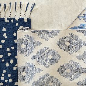 Blockprint Floral Wool Rug, 5x8