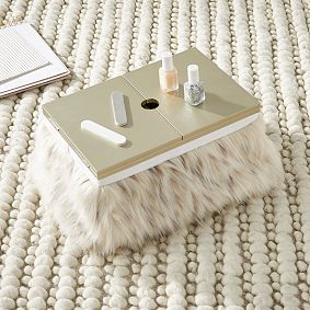 Faux-Fur Mani Pedi Lapdesk - Snow Cat