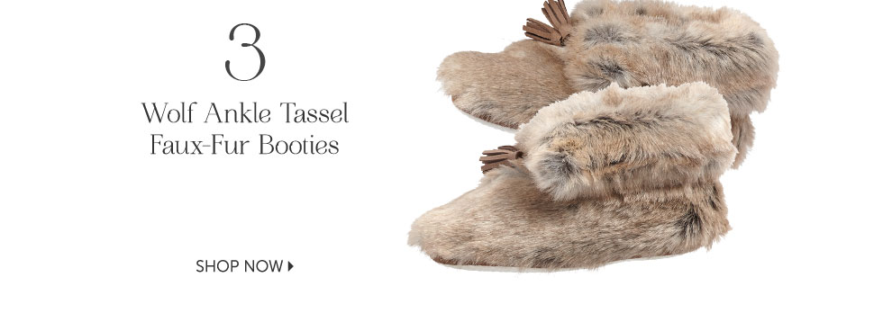 Wolf Ankle Tassel Faux-Fur Booties