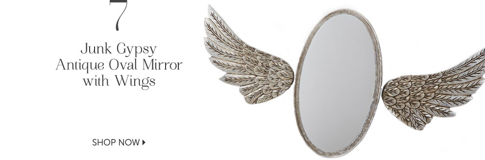 Junk Gypsy Antique Oval Mirror with Wings