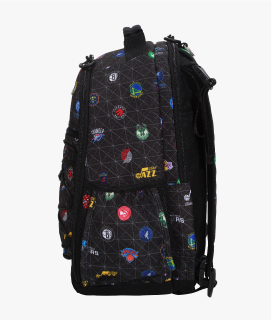 Side-facing image of Gear-Up Adaptive Backpack in NBA print.