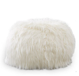 Himalayan Faux-Fur Ivory Bean Bag Chair