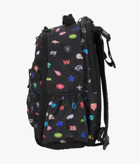 Side-facing image of Gear-Up Adaptive Backpack in NFL print.