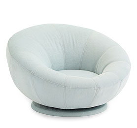 Basketweave Indigo Groovy Swivel Chair