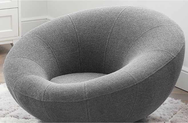 Tweed Charcoal on the Groovy Swivel Chair