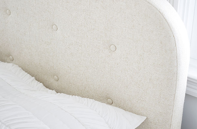 Tweed Ivory on the Miller Tufted Upholstered Bed