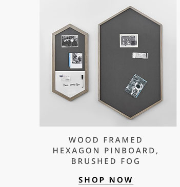 Wood Framed Hexagon Pinboard, Brushed Fog
