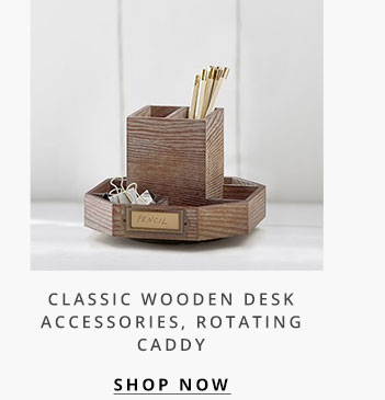 Classic Wooden Desk Accessories, Rotating Caddy