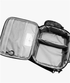 Image of Gear-Up Adaptive Lunch in Solid Black print, showing interior compartments.