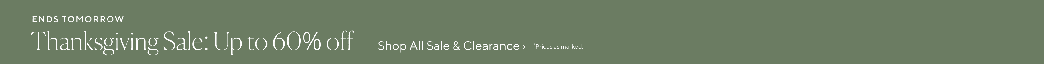 Thankgiving Sale: Up to 60% off