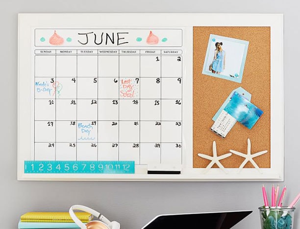 Dry Erase Calendar Corkboard