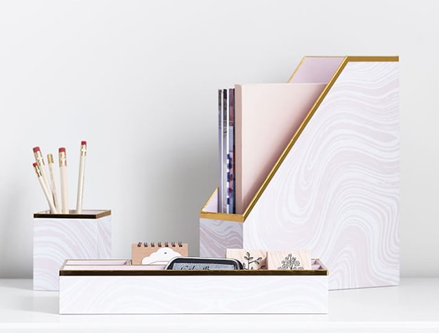 pink marble desk accessories