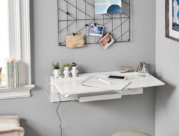 white folding wall desk
