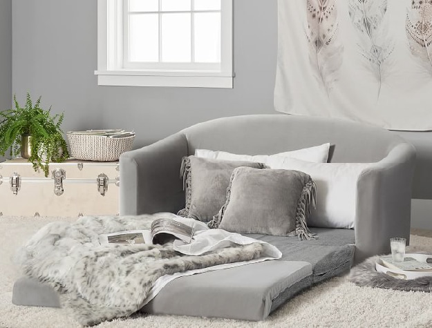 gray dorm lounge sofa