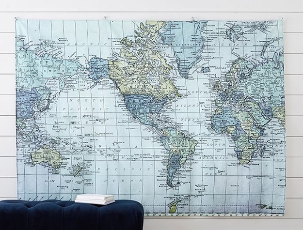 world map tapestry 