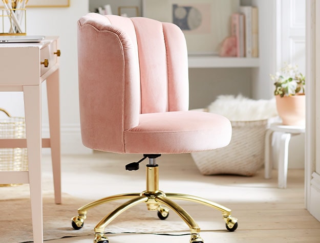 pink velvet desk chair