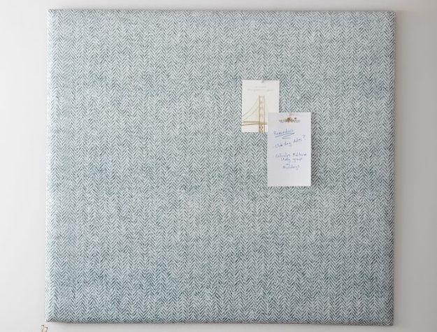 blue upholstered pinboard