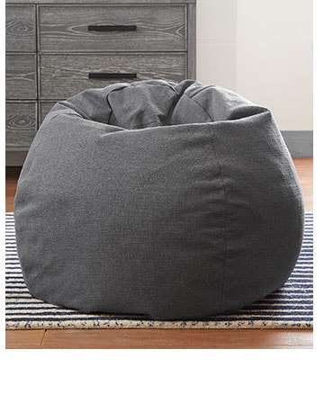 Classic Plain Weave Charcoal Bean Bag Chair