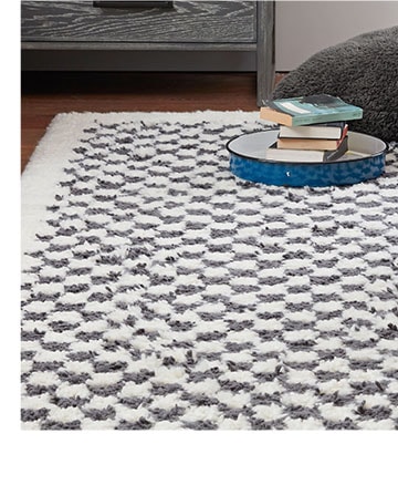 Recycled Wool Checked Shag Rug